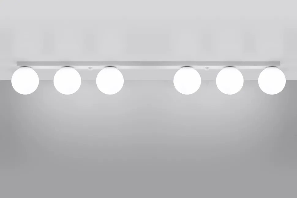 Weiße Deckenleuchte lang 120 cm Glas Metall 6x G9