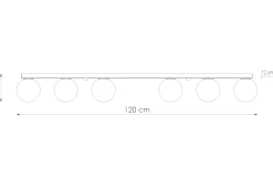 Weiße Deckenleuchte lang 120 cm Glas Metall 6x G9