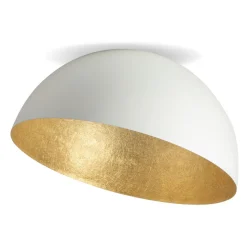 Weiße Deckenleuchte Metall Innen Gold Ø50 cm rund E27