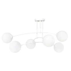 Weiße Deckenleuchte Modern Glas Kugel Schirm 6x E14