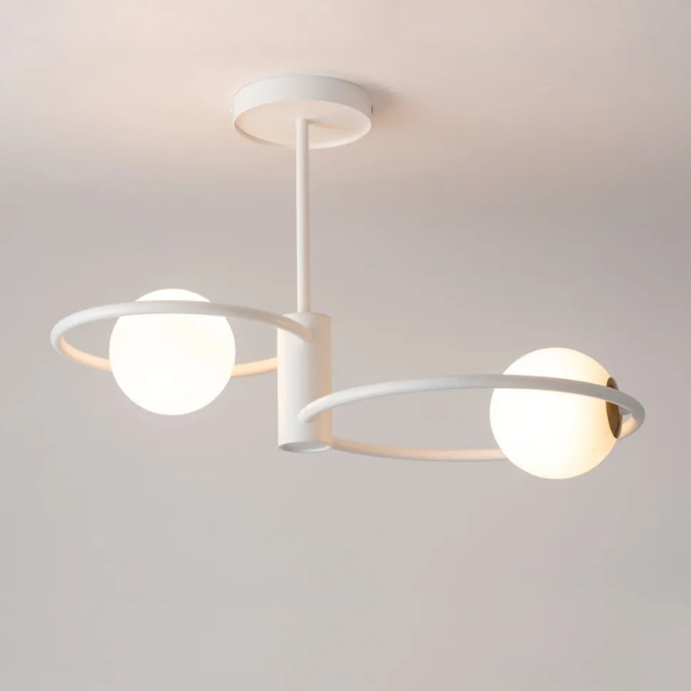 Weiße Deckenleuchte Modern Kugelschirm Glas Metall G9