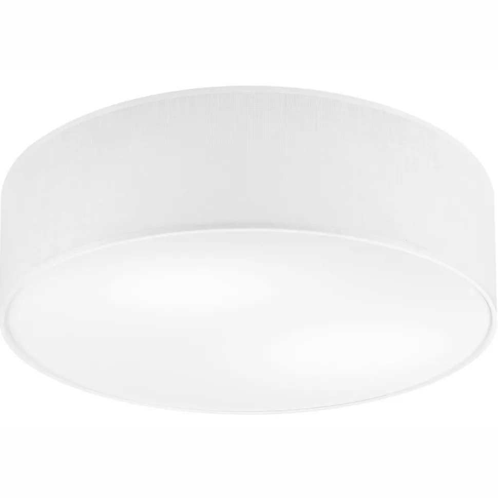 Weiße Deckenleuchte Stoff Ø 45 cm rund flach blendarm 2x E27