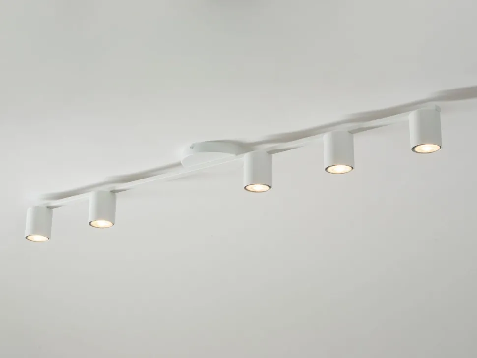 Weiße Deckenleuchte Weiß Metall GU10 110 cm länglich