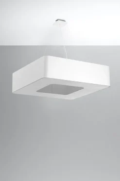 Weiße Pendelleuchte eckig 80 cm breit 8x E27 blendarm