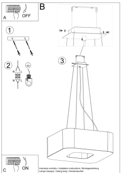 Weiße Pendelleuchte eckig 80 cm breit 8x E27 blendarm