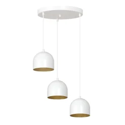 Weiße Pendelleuchte Metall 3-flammig rund Retro