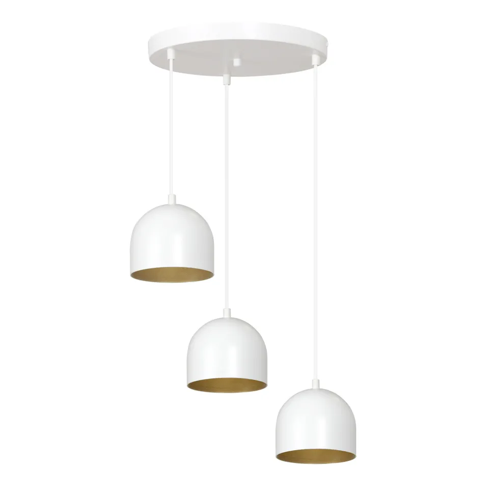 Weiße Pendelleuchte Metall 3-flammig rund Retro