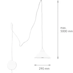Weiße Pendelleuchte mit Steckdosenanschluss FLEXIO