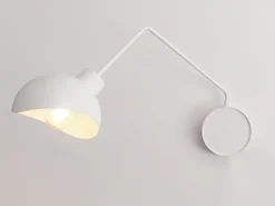 Weiße Wandleuchte Metall E27 T:65 cm einflammig