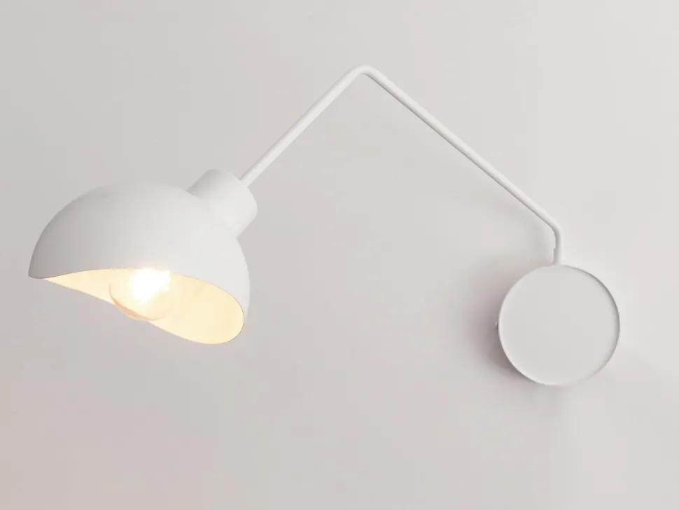 Weiße Wandleuchte Metall E27 T:65 cm einflammig