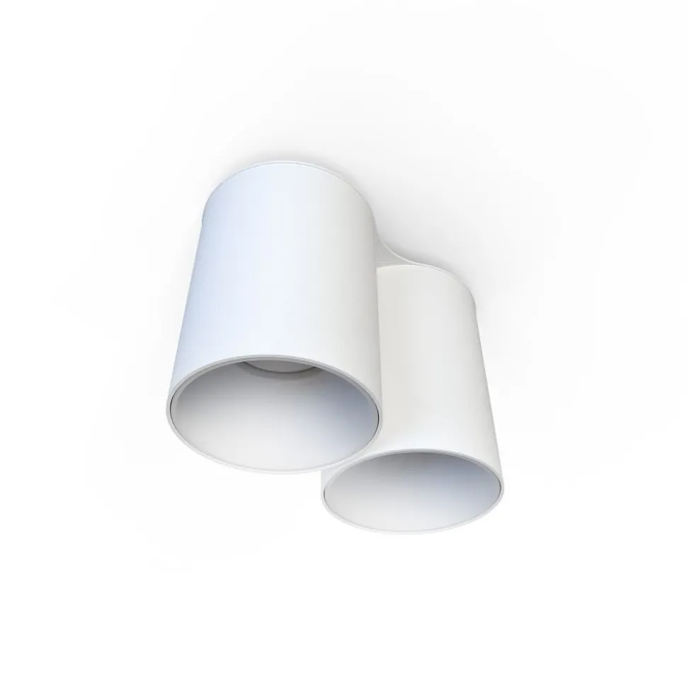 Weißer Aufbauspot 2x GU10 H:13cm klein kompakt