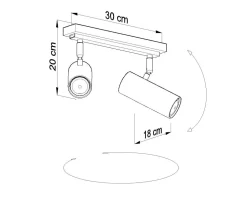 Weißer Deckenstrahler Metall L:30cm 2x GU10 DUCCIA