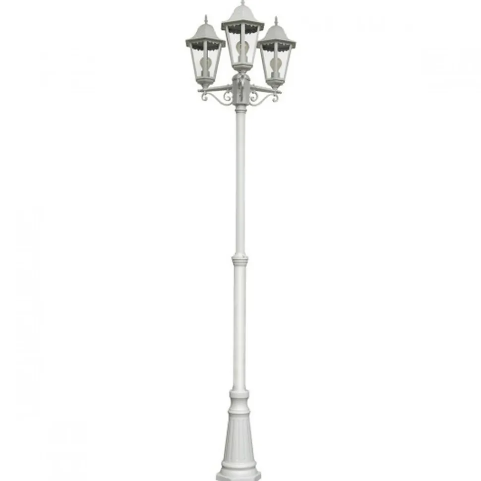 Weißer Kandelaber MIGDAL Rustikal 220cm IP44 wetterfest