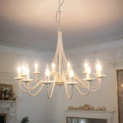 Weißer Kronleuchter Groß Ø85cm Wohnraum Rustikal