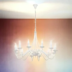 Weißer Kronleuchter Groß Ø85cm Wohnraum Rustikal