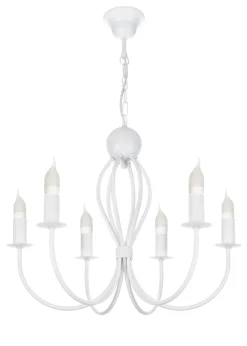 Weißer Kronleuchter Metall 6-flammig E14 Klassisch