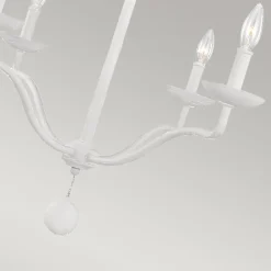 Weißer Kronleuchter Metall 61 cm breit für 4x E14 Landhaus Stil