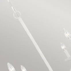 Weißer Kronleuchter Metall 61 cm breit für 4x E14 Landhaus Stil