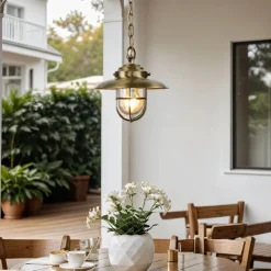 Wetterfeste Hängelampe KAVALA Messing Maritim IP54