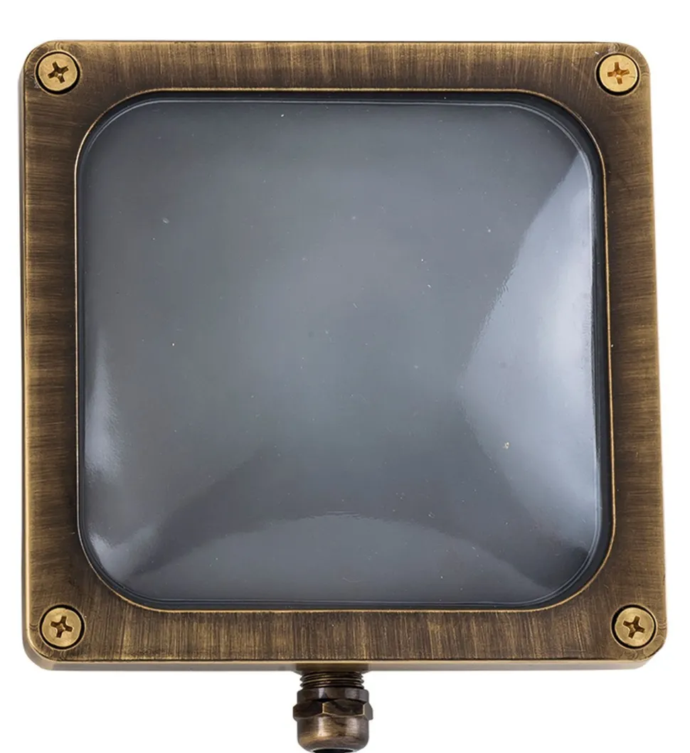 Wetterfeste Wandlampe OROPOS Messing quadratisch