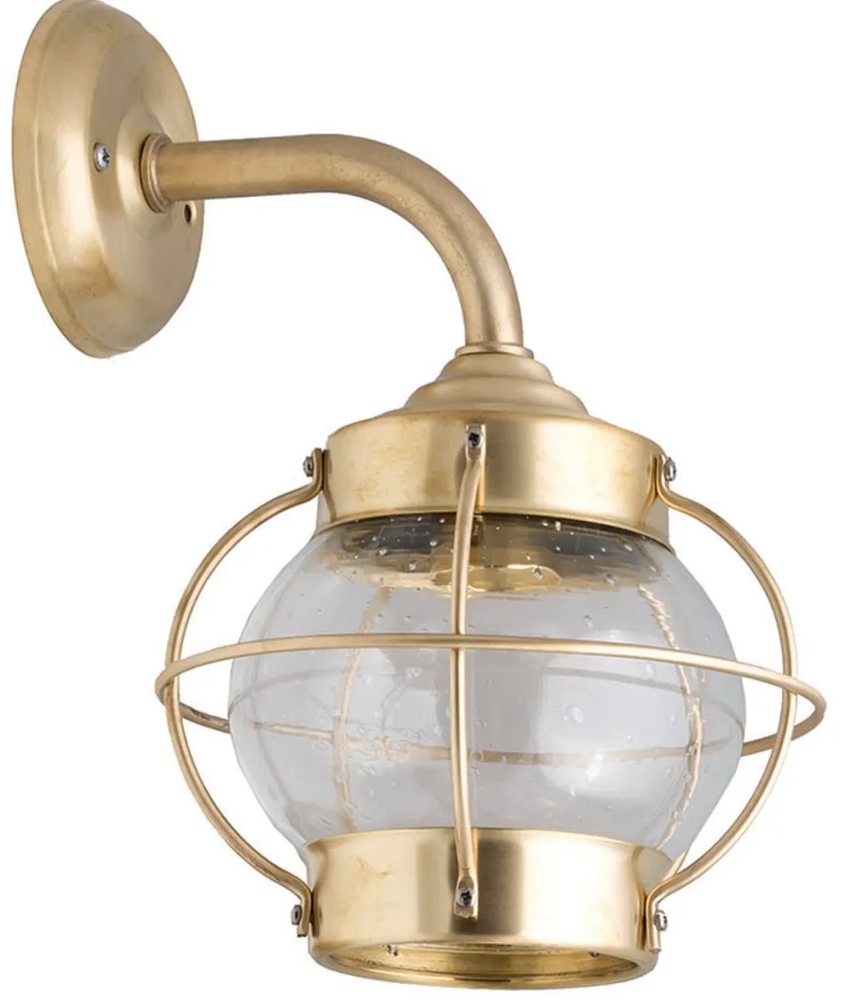 Wetterfeste Wandlampe PATRAS Messing Maritim außen