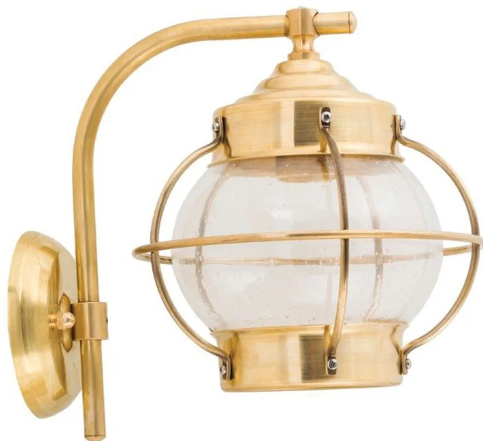 Wetterfeste Wandleuchte PATRAS Messing Glas Maritim