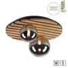 Wohnliche Deckenlampe Glaskugeln Holz G9 Ø38,5 cm Natur