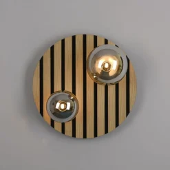 Wohnliche Deckenlampe Glaskugeln Holz G9 Ø38,5 cm Natur