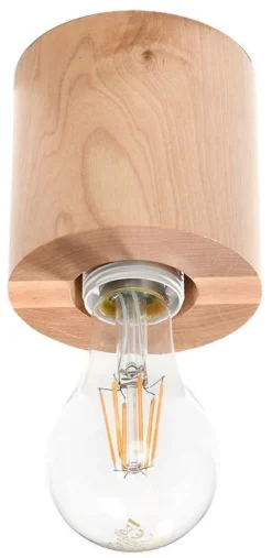 Wohnliche Deckenlampe Holz rund Ø10cm H:10cm für E27