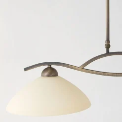 Wohnliche Deckenlampe Metall Glas in Bronze Creme 82 cm