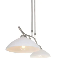 Wohnliche Deckenlampe Metall Glas in Stahl Weiß 82 cm