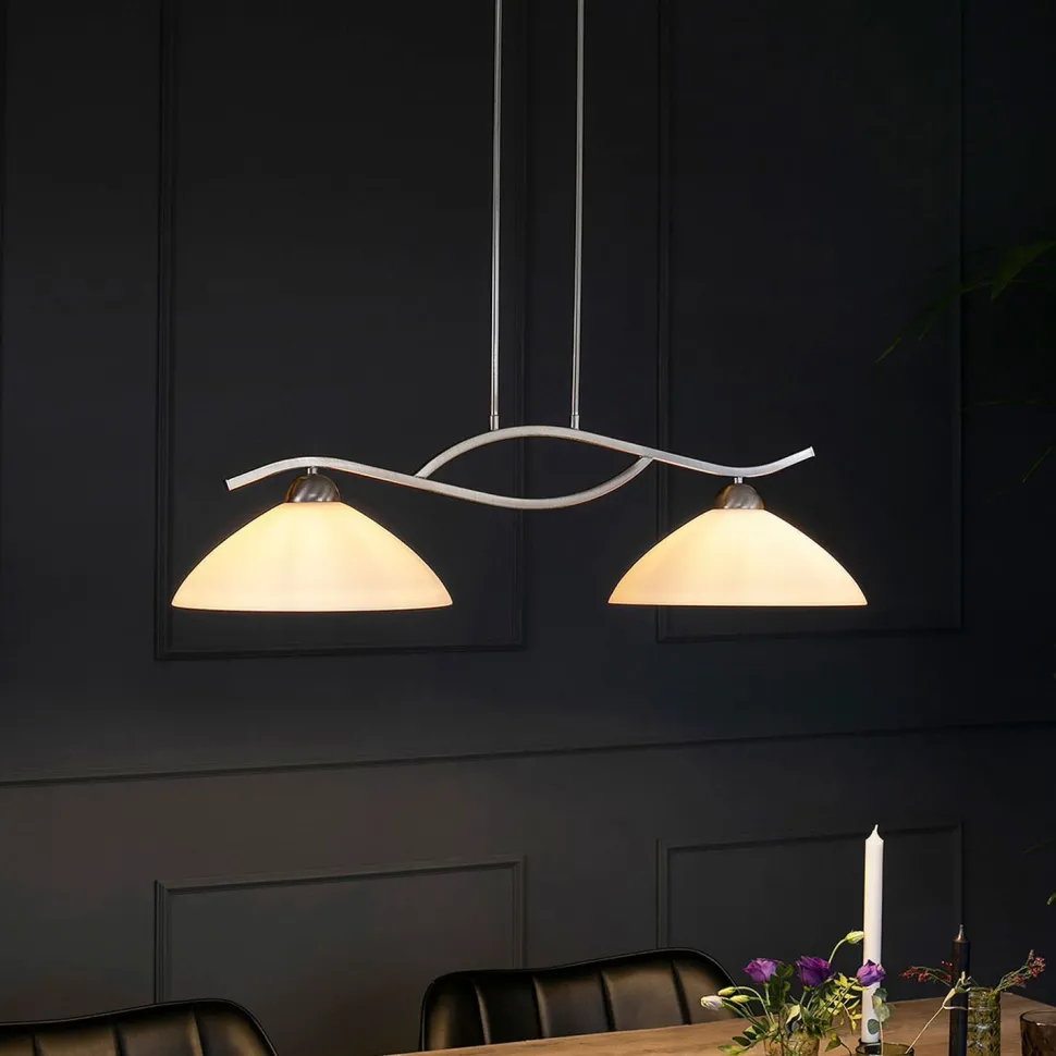 Wohnliche Deckenlampe Metall Glas in Stahl Weiß 82 cm