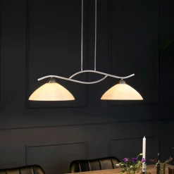 Wohnliche Deckenlampe Metall Glas in Stahl Weiß 82 cm