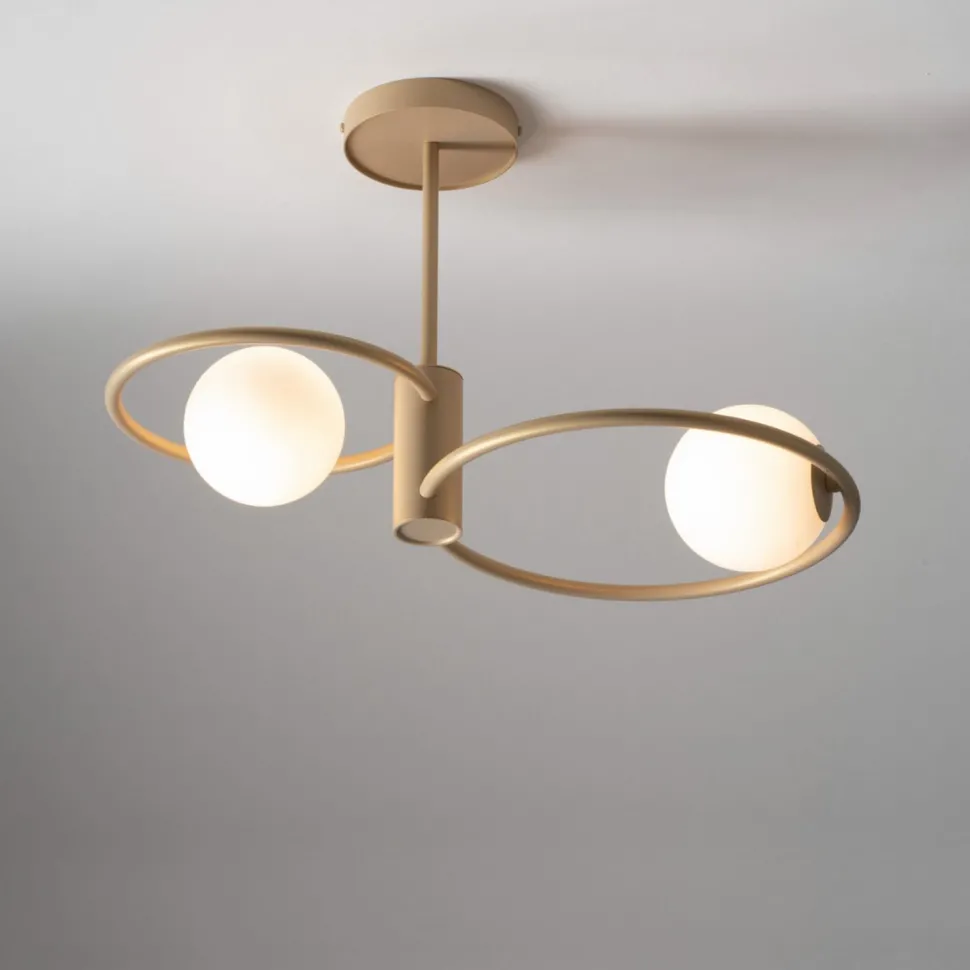 Wohnliche Deckenleuchte Gold Metall Glas G9 2-flammig