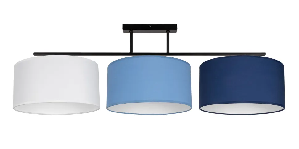 Wohnliche Deckenleuchte Stoff Weiß Blau E27 L:100 cm