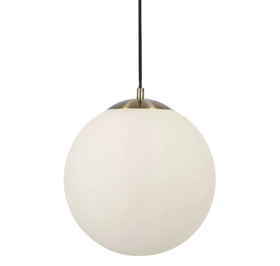 Wohnliche Hängelampe Glas Metall in Messing Weiß Ø30 cm