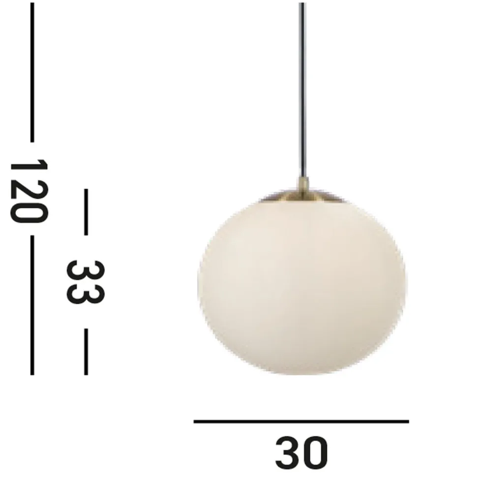 Wohnliche Hängelampe Glas Metall in Messing Weiß Ø30 cm