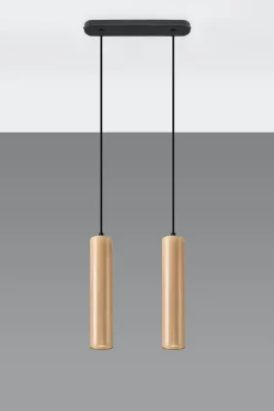 Wohnliche Hängelampe Holz 2x GU10 Modern Esstisch