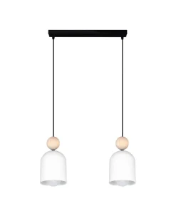 Wohnliche Hängelampe Schwarz Weiß Metall Holz E27 46 cm