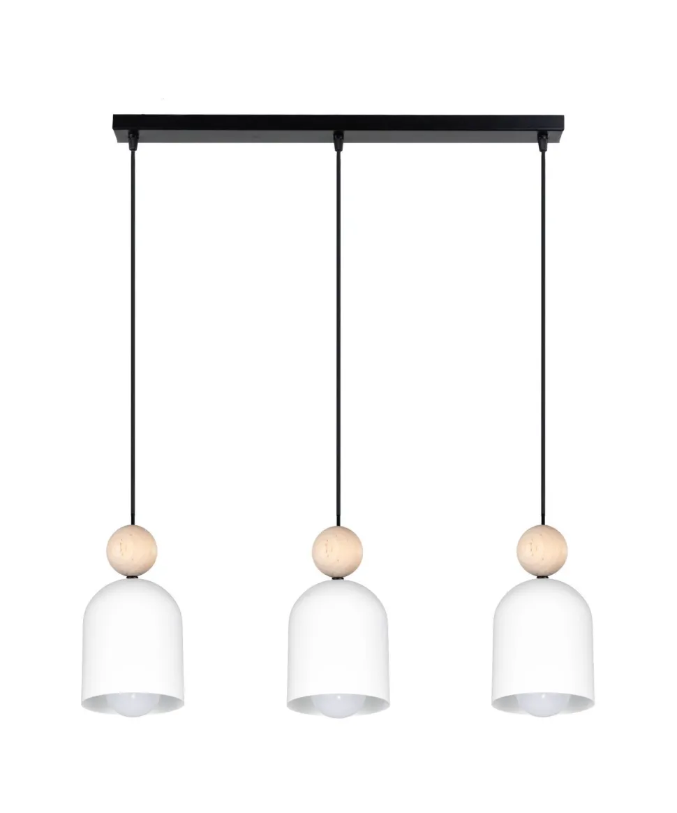 Wohnliche Hängelampe Schwarz Weiß Metall Holz E27 66 cm