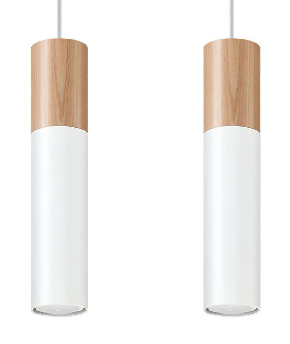 Wohnliche Hängelampe WAYNELLE Weiß Holz Skandinavisch