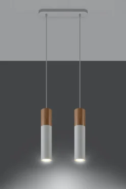 Wohnliche Hängelampe WAYNELLE Weiß Holz Skandinavisch