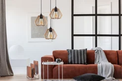 Wohnliche Hängeleuchte Holz E27 B:37 cm Schwarz Natur