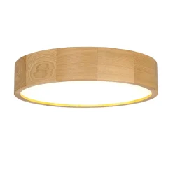 Wohnliche LED Deckenleuchte ARBARO in Eiche rund