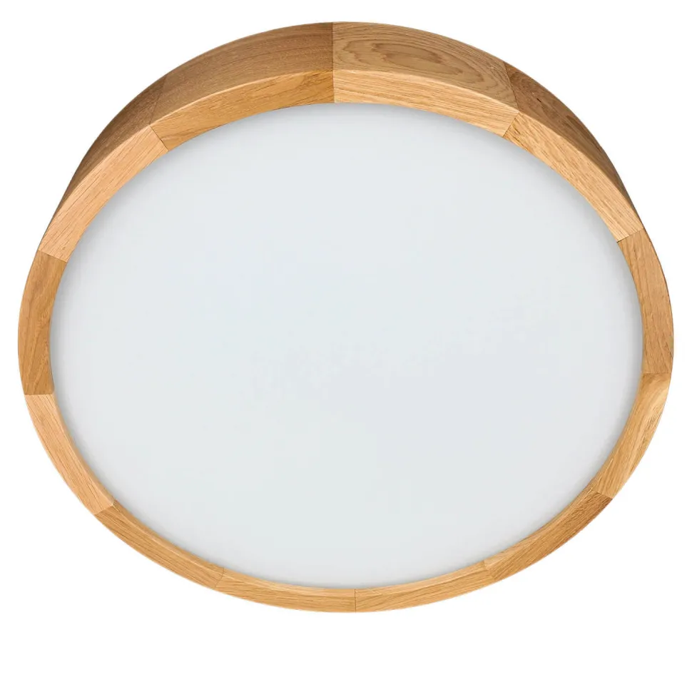 Wohnliche LED Deckenleuchte ARBARO in Eiche rund