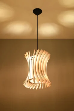 Wohnliche Pendelleuchte Holz Schirm Ø30cm PORSHA