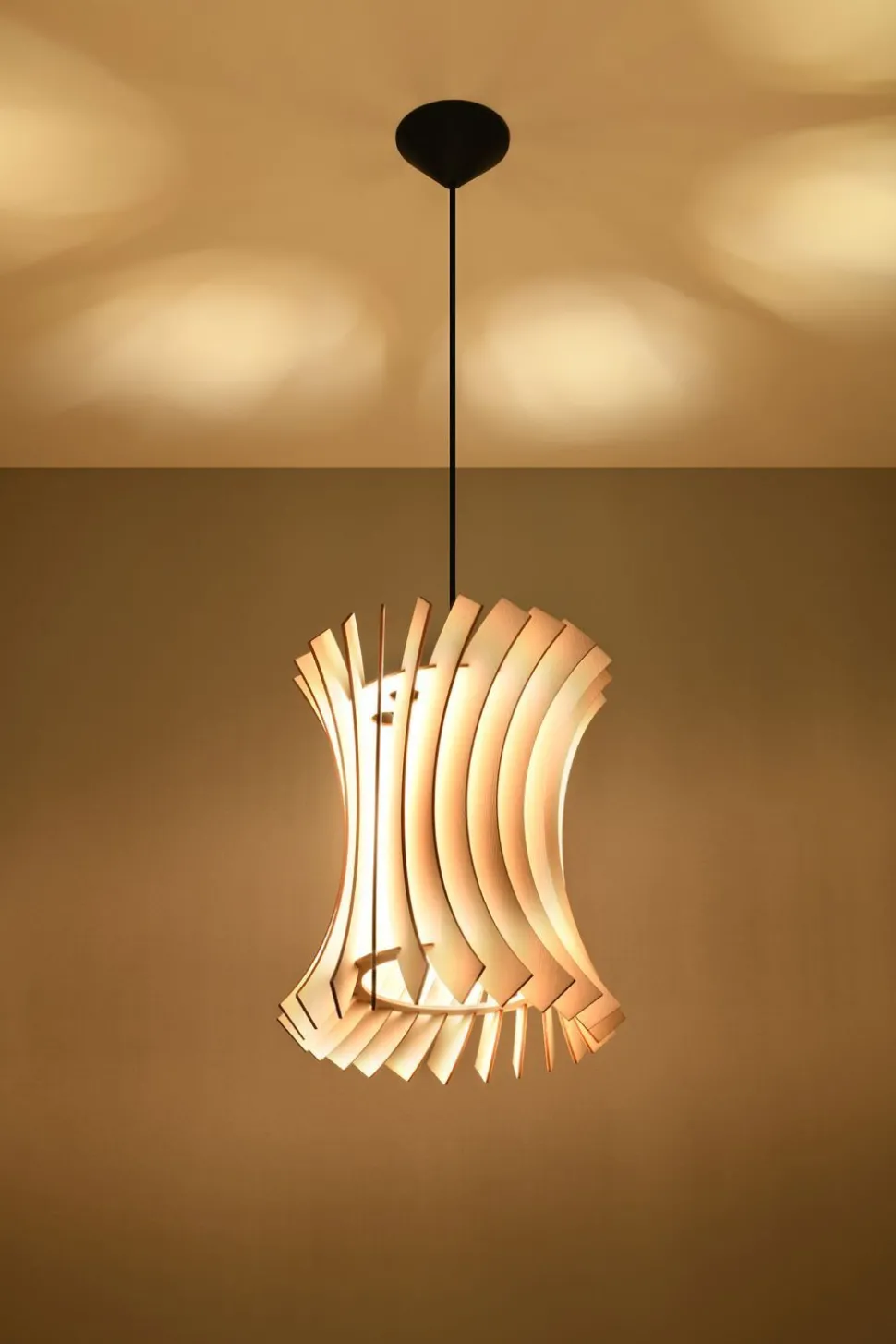 Wohnliche Pendelleuchte Holz Schirm Ø30cm PORSHA