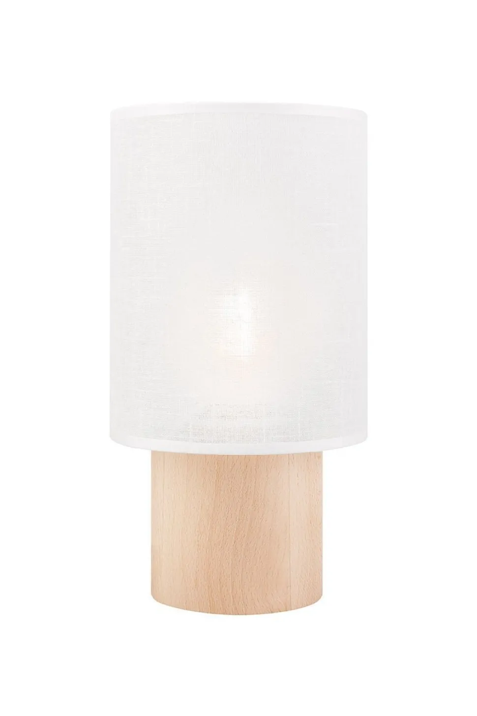 Wohnliche Tischlampe 30 cm E27 Weiß Stoff Holz Modern