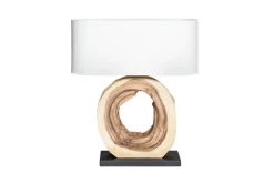 Wohnliche Tischlampe KYRISSA massives Holz 63cm Unikat