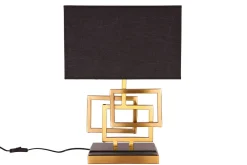 Wohnliche Tischleuchte Schwarz Gold Stoff blendarm E27